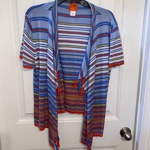 Ruby Rd. Short Sleeve Striped lightweight Summer Sweater size XL